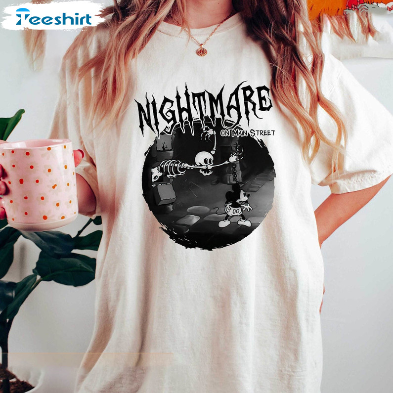 Nightmare On Main Street Cute Shirt, Disney Halloween Mickey Mouse Long Sleeve Sweatshirt