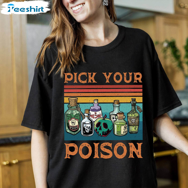 Retro Pick Your Poison Disney Halloween Shirt, Villains Mickey Unisex T-shirt Tee Tops