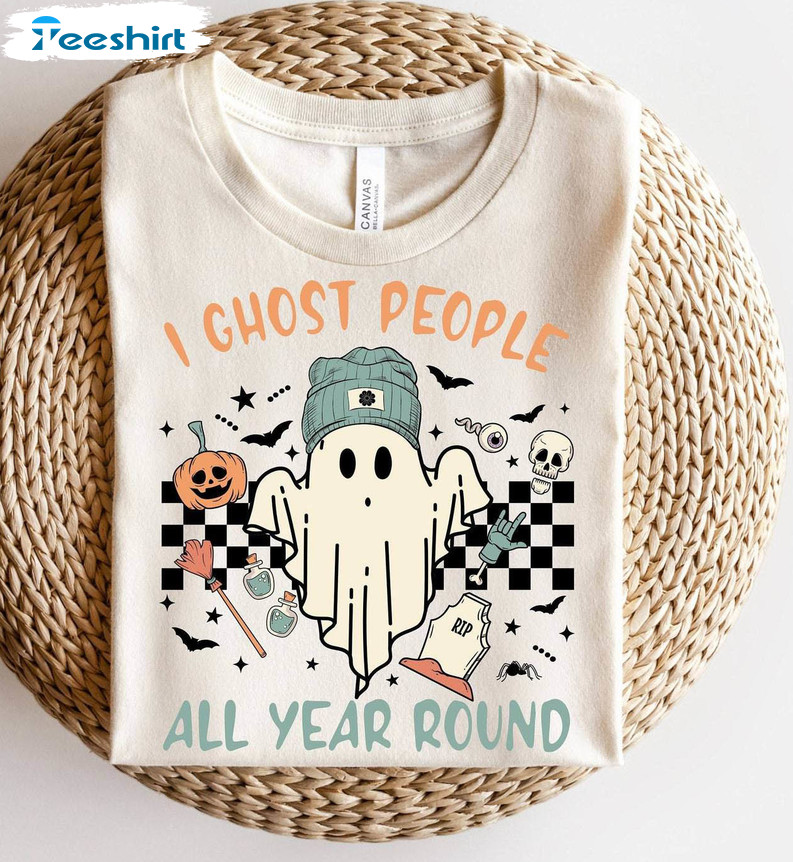 Ghost People Year Round Shirt, Ghost Halloween Retro Short Sleeve Tee Tops