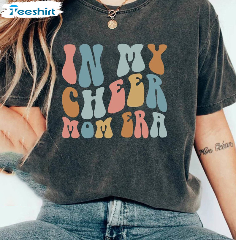 In My Cheer Mom Era Vintage Design Shirt, Mom Life Short Sleeve Crewneck