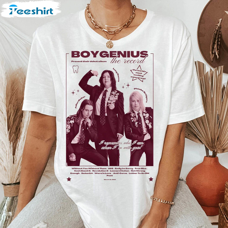 Boygenius Band Retro Shirt , The Record Indie Rock Music Unisex Hoodie Long Sleeve