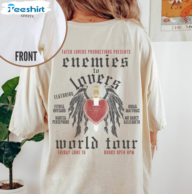 Enemies To Lovers Distressed Band Shirt, Bookish Crewneck Unisex T-shirt