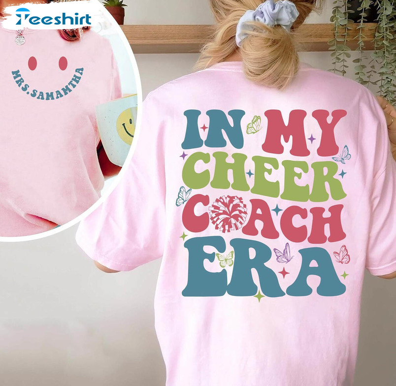 In My Cheer Coach Era Color Shirt, Cheer Mom Cheerleader Long Sleeve Crewneck