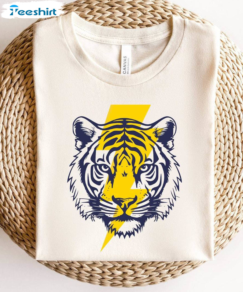 Tiger Face Tiger Shirt, Trendy Unisex T-shirt Crewneck