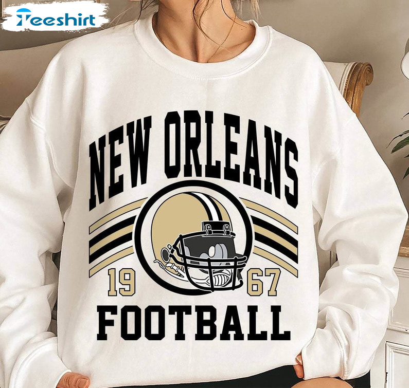 Retro New Orleans Football Shirt, Trendy Unisex Hoodie Long Sleeve