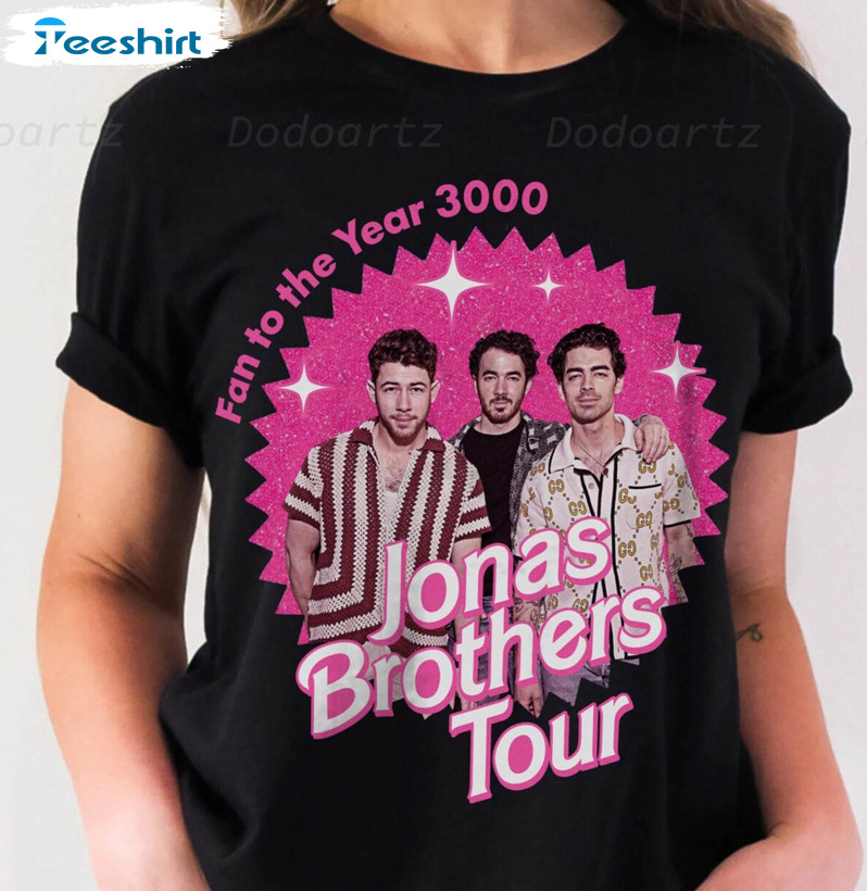 Jonas Brother In Pink Barbi Shirt , Jonas Brothers Five Albums One Sweater Long Sleeve