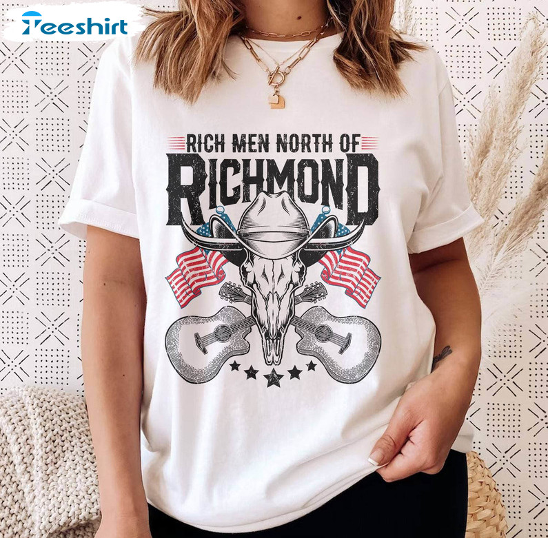 Rich Men North Of Richmond Trendy Shirt, Country Music Pride Flag Crewneck Unisex T-shirt