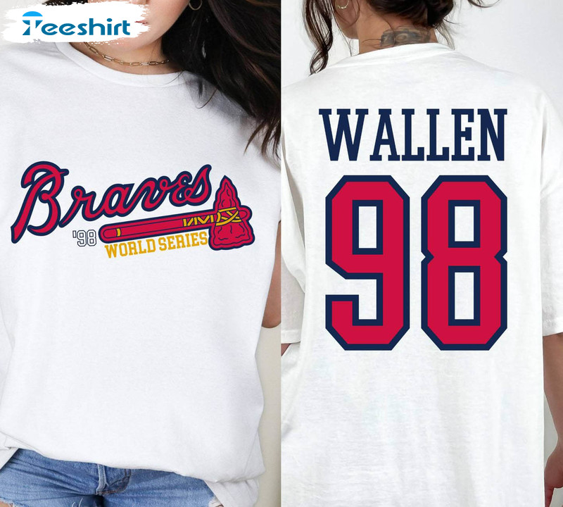 Morgan Wallen 98 Braves Shirt, Mlb Country Music Concert Long Sleeve Unisex Hoodie