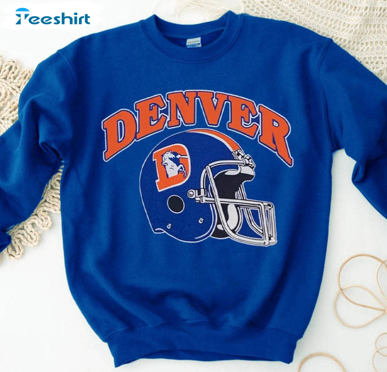 Denver Football Team Shirt, Classic Helmet Royal T-shirt Crewneck