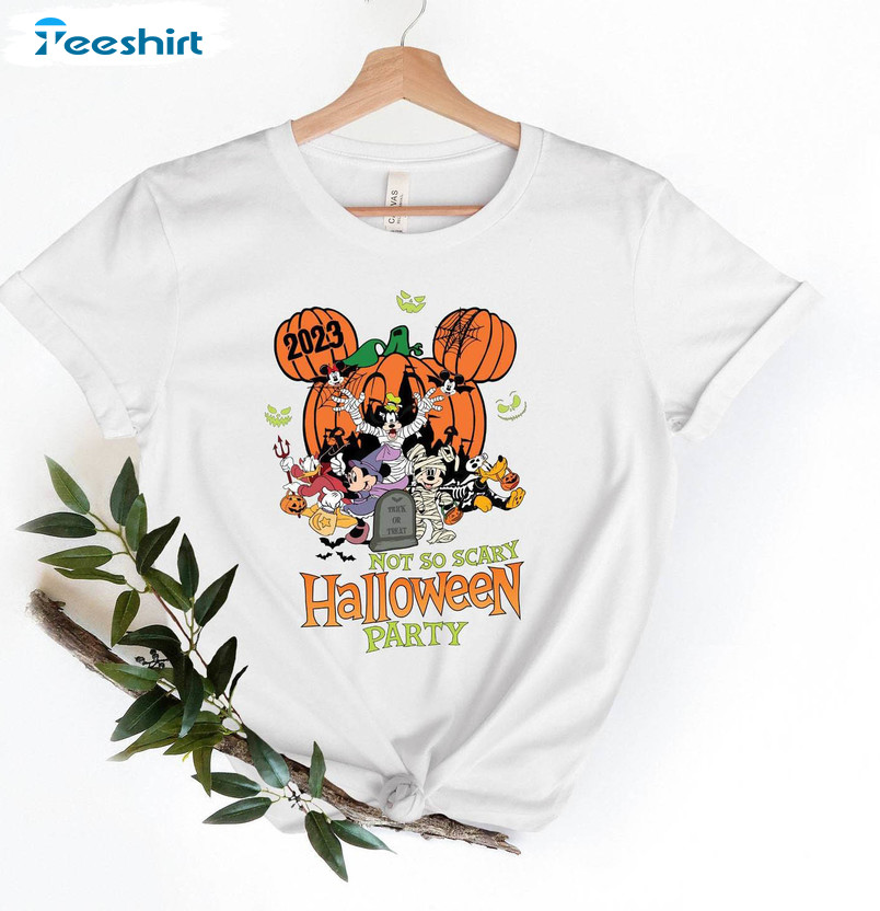 Funny Not So Scary Halloween Party Shirt, Mickey And Minnie Halloween Family Hoodie Crewneck