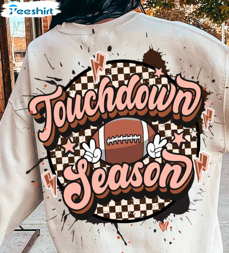 Football Touchdown Season Shirt, Vintage Design Short Sleeve Long Sleeve