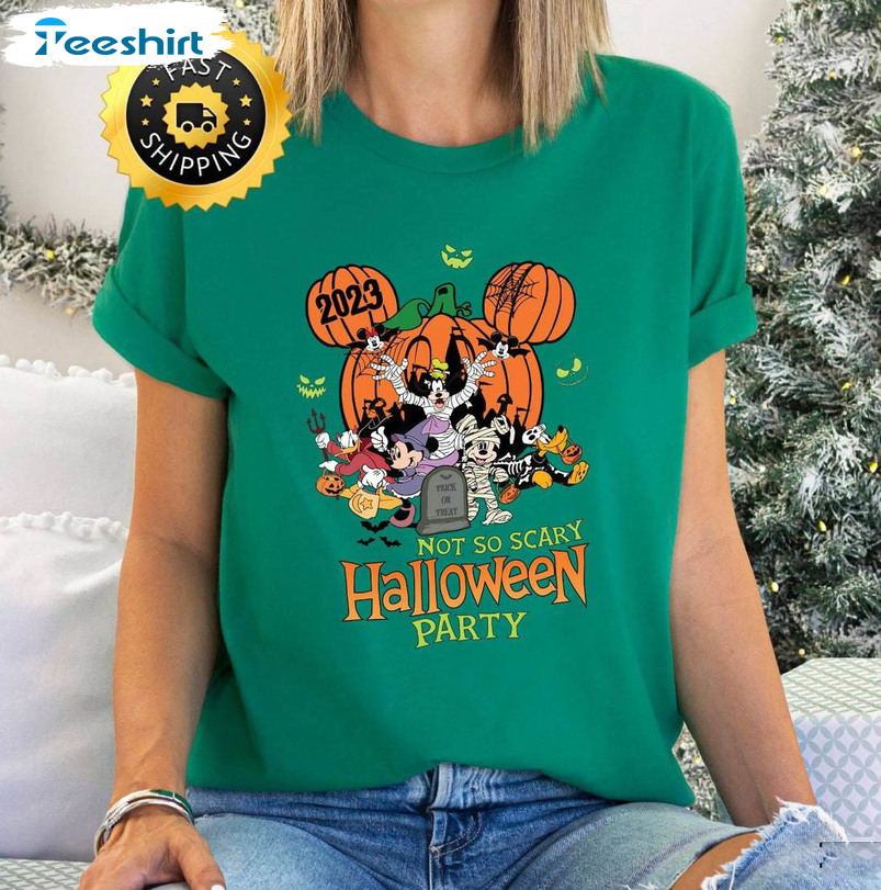 Not So Scary Halloween Party Mickey Shirt , Disney Halloween Hoodie Long Sleeve