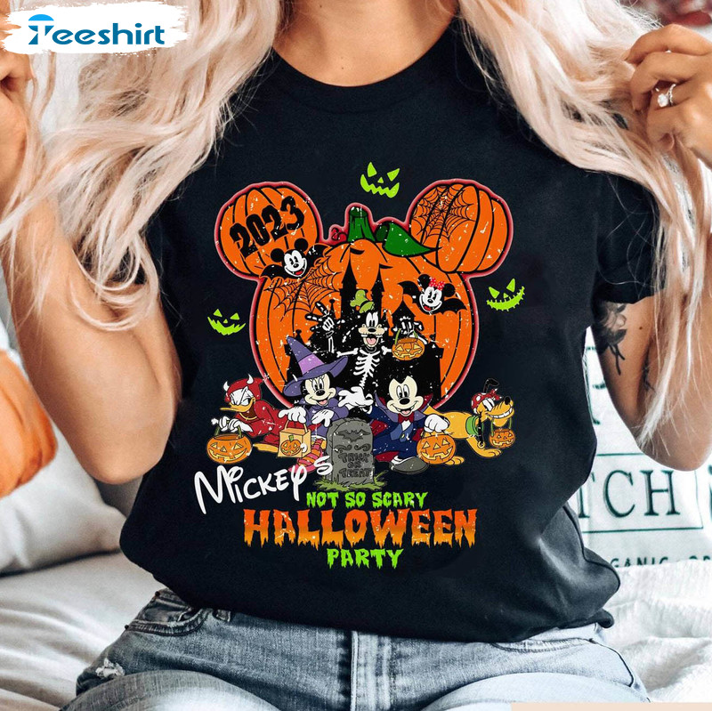 Not So Scary Halloween Party Shirt, Mickey And Minnie Hoodie Short Sleeve