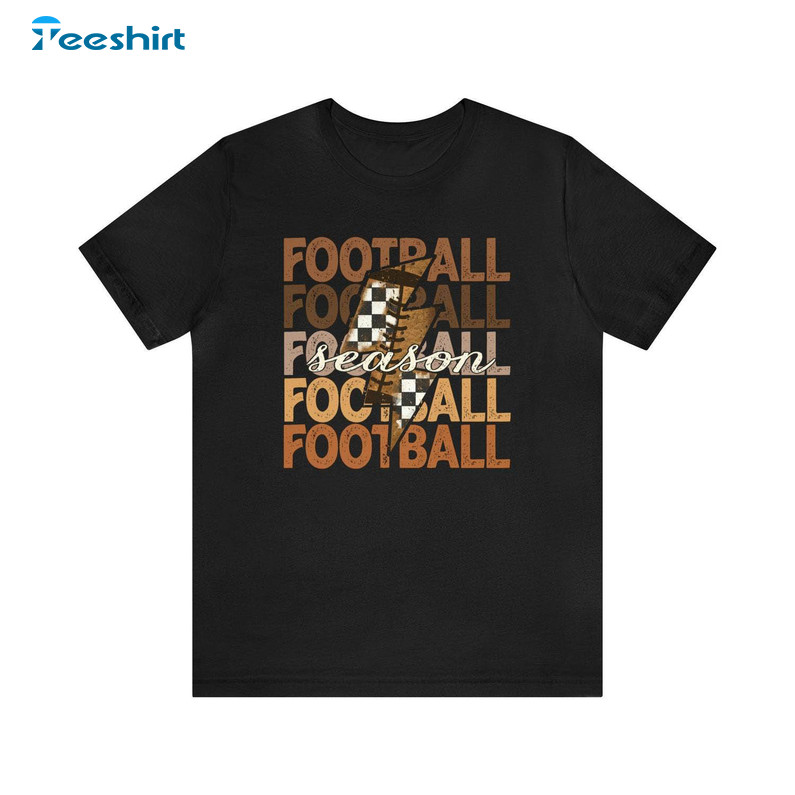 Retro Football Season Shirt, Lightning Football Hoodie Short Sleeve