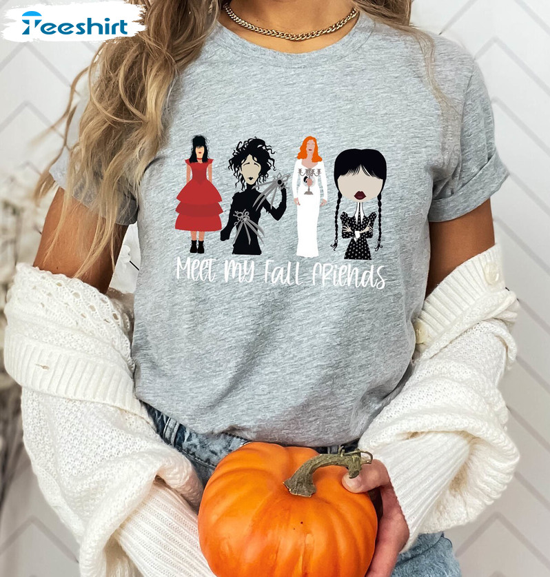 Meet My Fall Friends Halloween Trendy Short Sleeve Tee Top