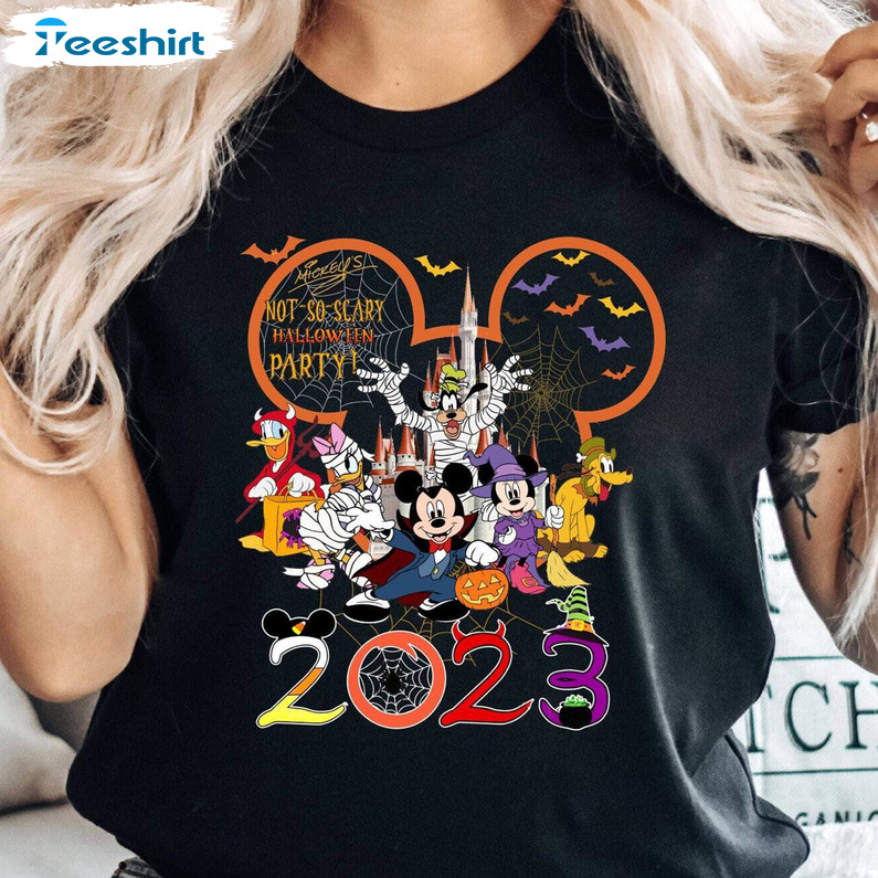 Cartoon 2023 Halloween Party Shirt, Mouse Not So Scary Hoodie Short Sleeve