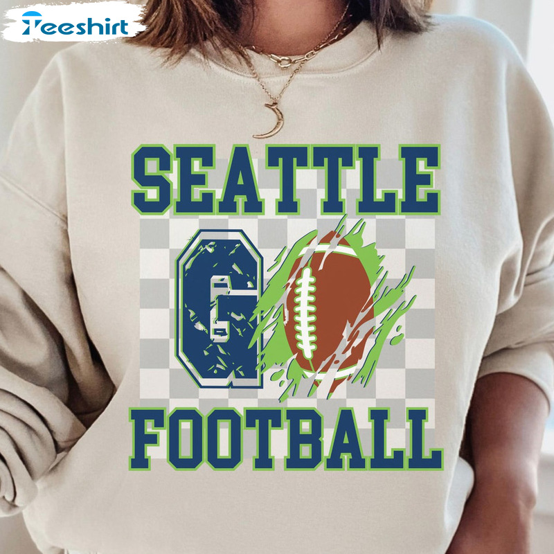 Seattle Go Football Sweatshirt - Retro Football Crewneck Vintage Seattle Football