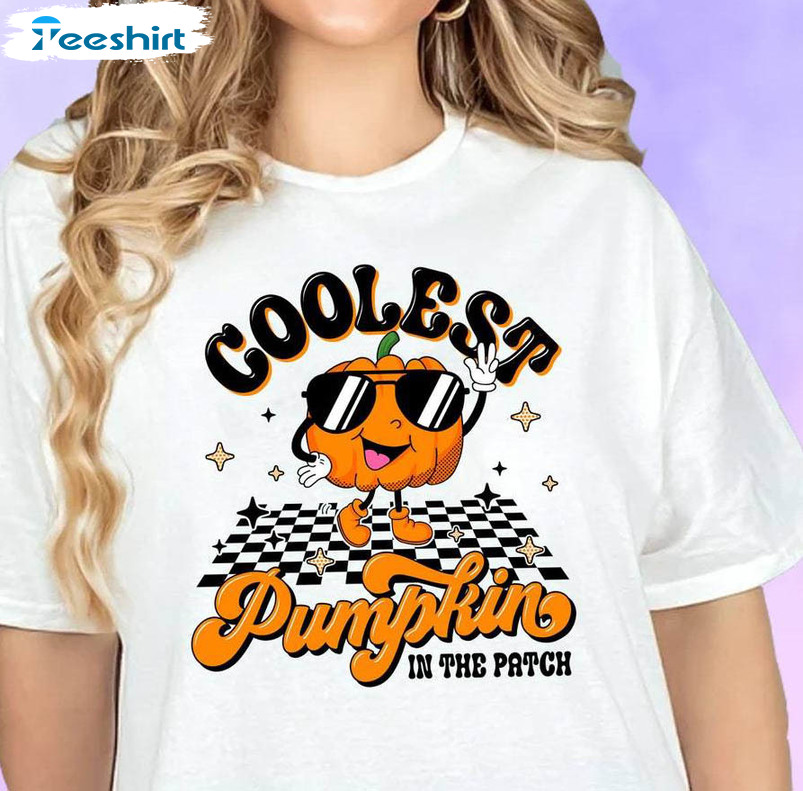 Coolest Pumpkin In The Patch Trendy Shirt, Retro Halloween Sweater Unisex T Shirt