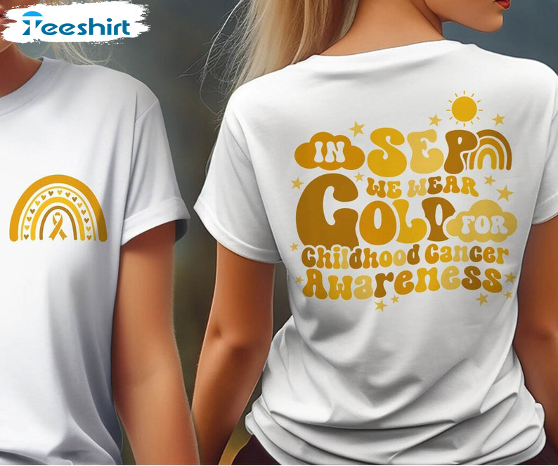 In September We Wear Gold Shirt, Gold Ribbon Crewneck Unisex Hoodie