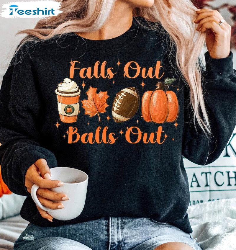 Falls Out Balls Out Football Shirt, Vintage Thanksgiving Shirt Unisex Hoodie