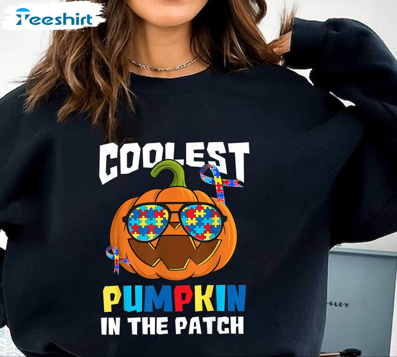 Coolest Pumpkin In The Patch Shirt, Autism Awareness Unisex Hoodie Sweatshirt