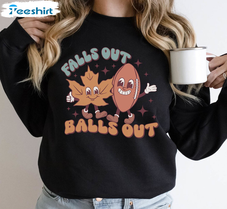Falls Out Balls Out Cute Shirt, Game Day Short Sleeve Tee Tops