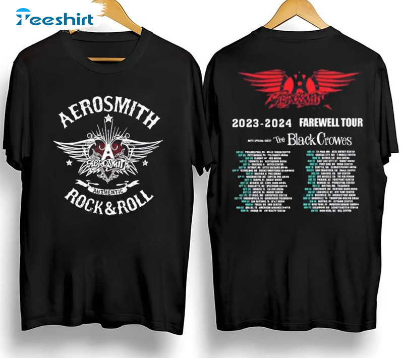 2023 Tour Peace Out Farewell Aerosmith Shirt, Aerosmith Rock N Roll Long Sleeve Unisex Hoodie