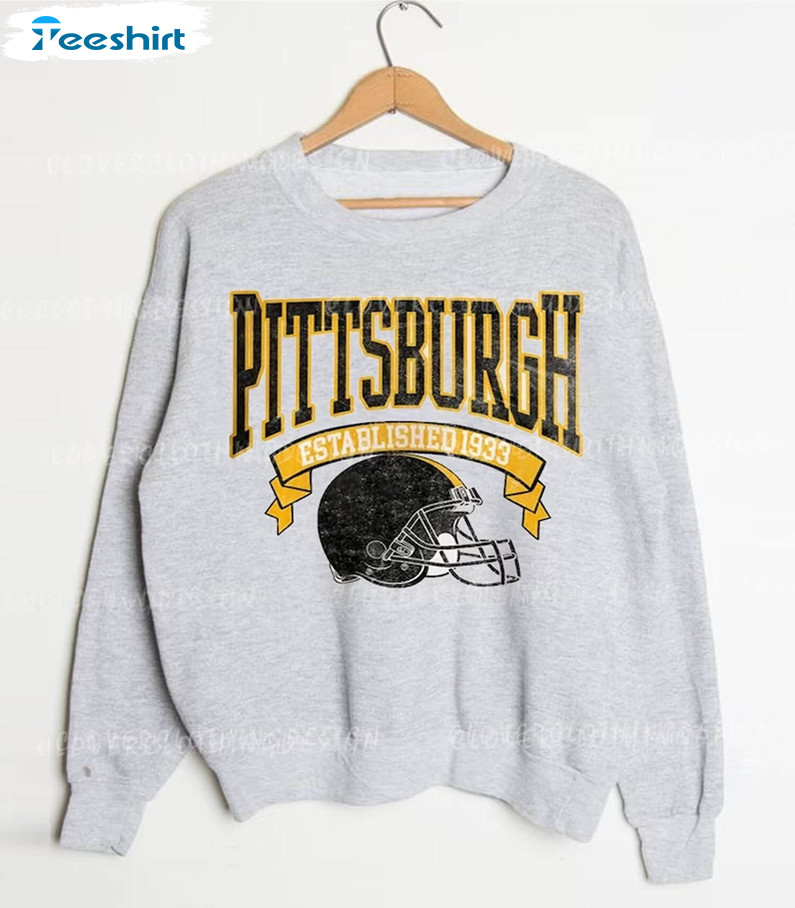 CustomCat Pittsburgh Steelers Steeler Nation Vintage NFL Crewneck Sweatshirt Sport Grey / 5XL