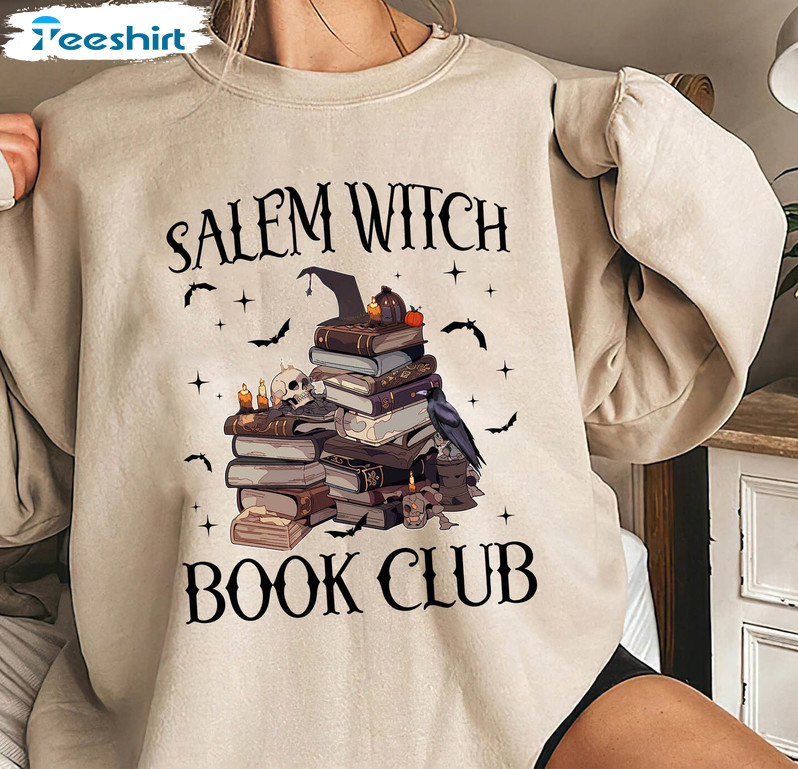 Salem Witch Book Club Shirt, Retro Halloween Short Sleeve Long Sleeve