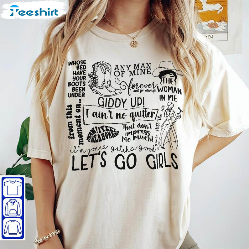 Lets Go Girls Doodle Art Shirt, Shania Twain Unisex Hoodie Long Sleeve
