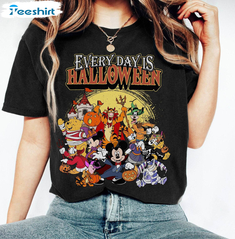 Retro Everyday Is Halloween Shirt, Disney Characters Tee Tops Short Sleeve