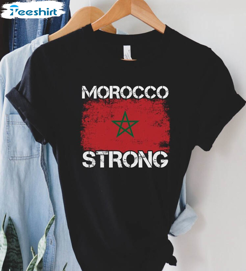 Morocco Strong Shirt, Pray For Morocco Long Sleeve Unisex Hoodie