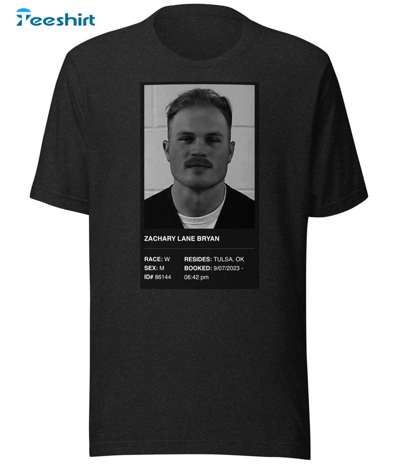 Zach Bryan Mugshot Shirt, Trendy Short Sleeve Unisex T Shirt