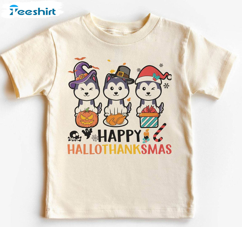 Happy Hallothanksmas Toddler Fall Shirt, Autumn Natural Sweater Hoodie