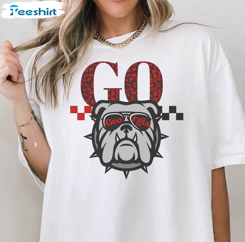 Go Bulldogs Tshirt, Georgia Bulldog Mascot Game Day Short Sleeve Crewneck