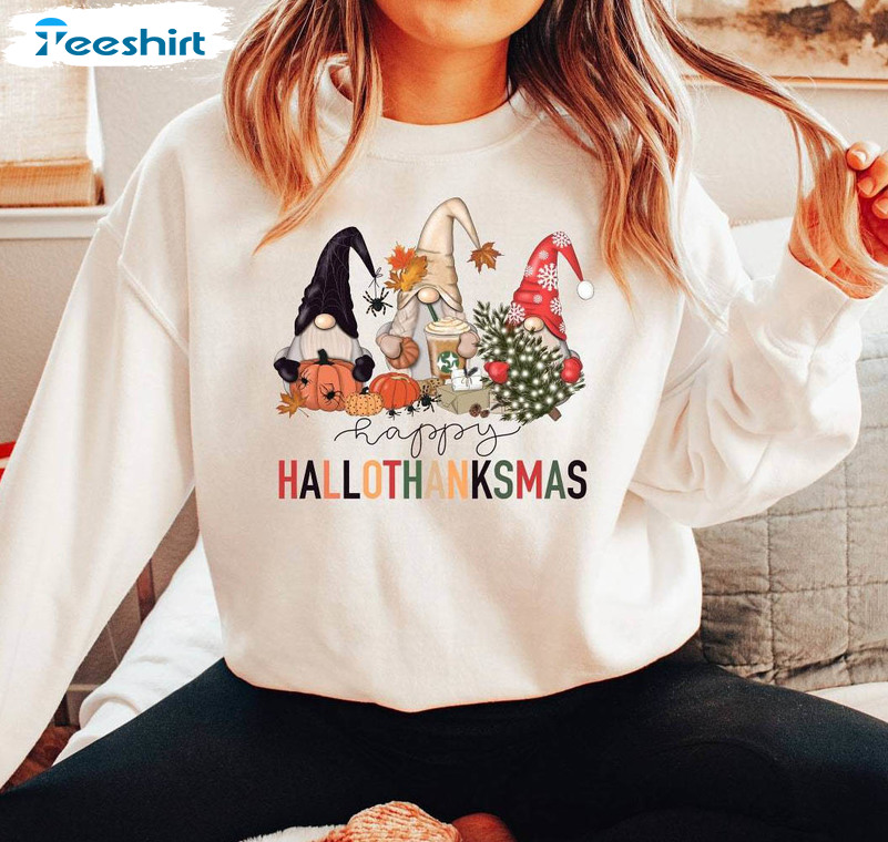 Happy Holiday Season Shirt, Cute Design Hallothanksmas For Child Hoodie T-shirt