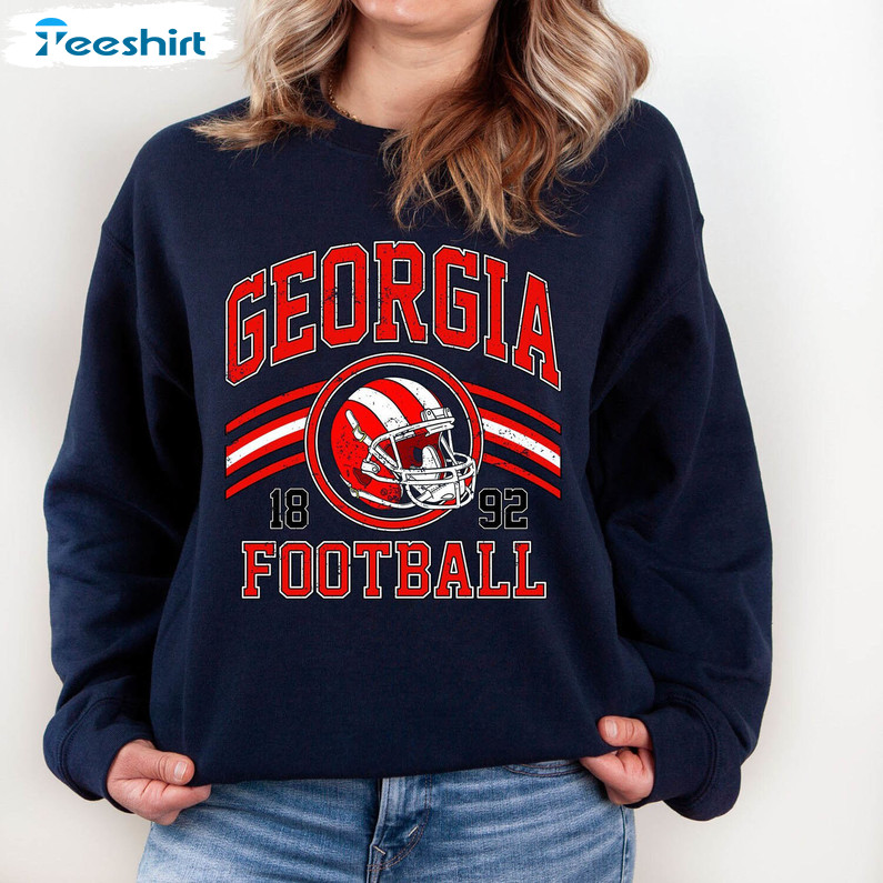 Vintage Georgia Bulldogs Football T Shirt, Georgia Bulldogs Crewneck Long Sleeve