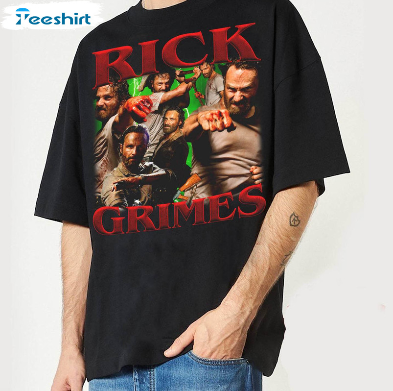 Vintage Rick Grimes Shirt, Comfort Unisex Hoodie Short Sleeve For Music Lovers