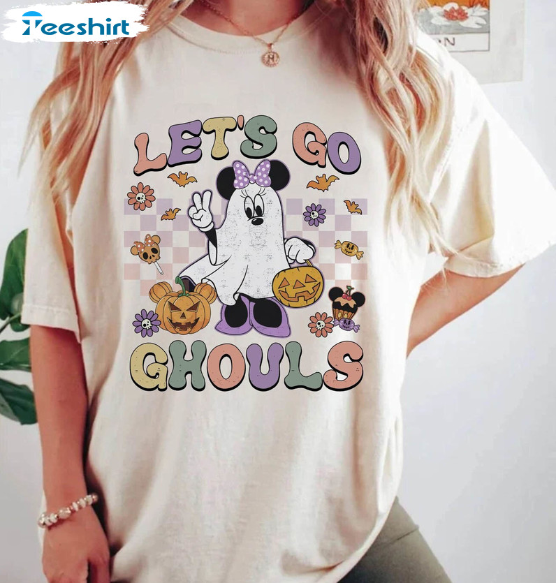 Lets Go Ghouls Shirt, Minnie Ghost Comfort Colors Tee Tops Crewneck