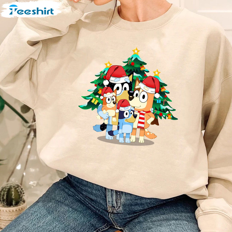 Bluey Family Christmas Shirt - Cartoon Christmas Sweatshirt Tee Tops For Family