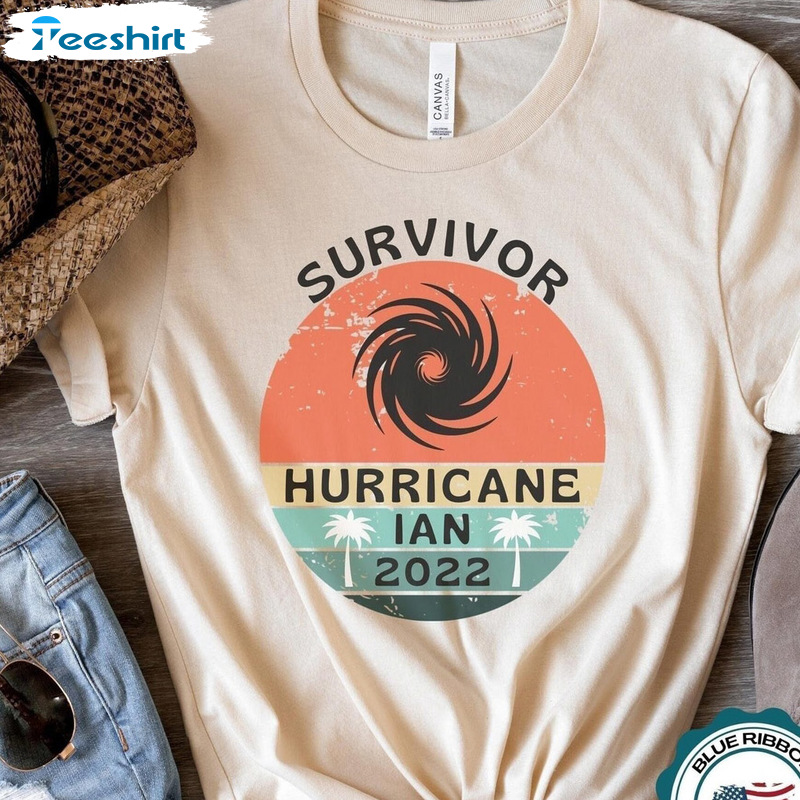 Survived Hurricane Ian Shirt - Florida Strong Vintage Style Sweatshirt Tee Tops