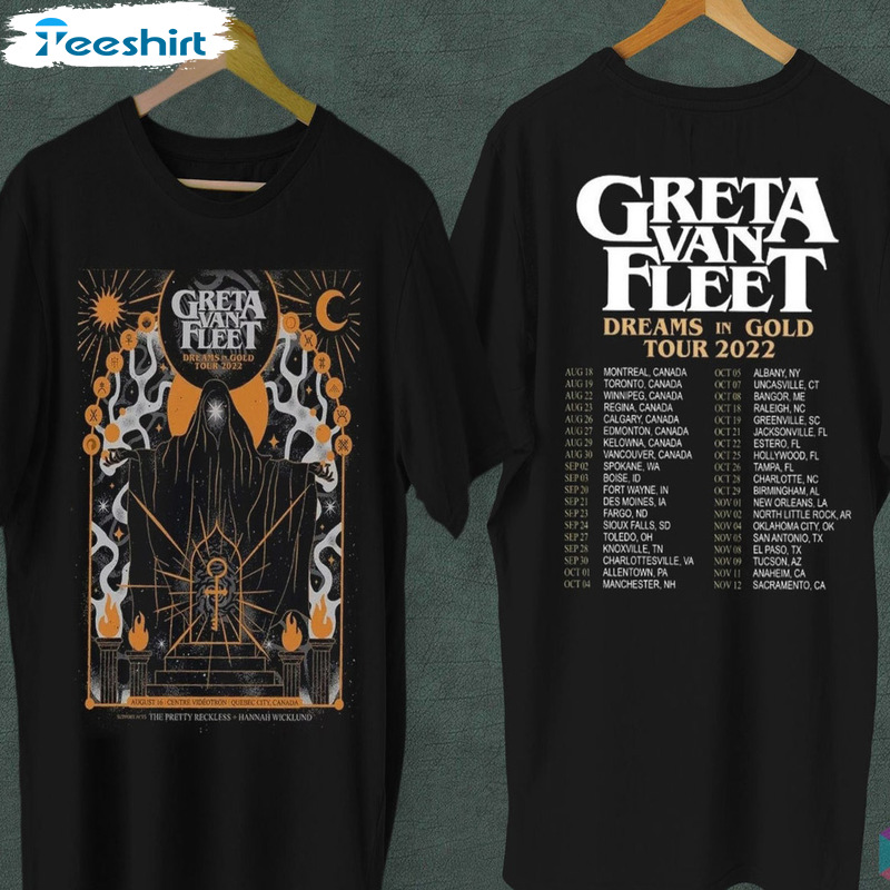 Greta Van Fleet Shirt - Dreams In Gold Tour Sweatshirt Trending Tee Tops