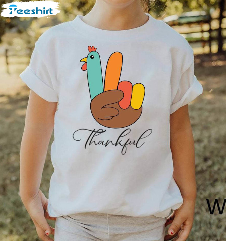 Groovy Peace Sign Turkey Shirt, Little Turkey Toddler Tee Tops Short Sleeve