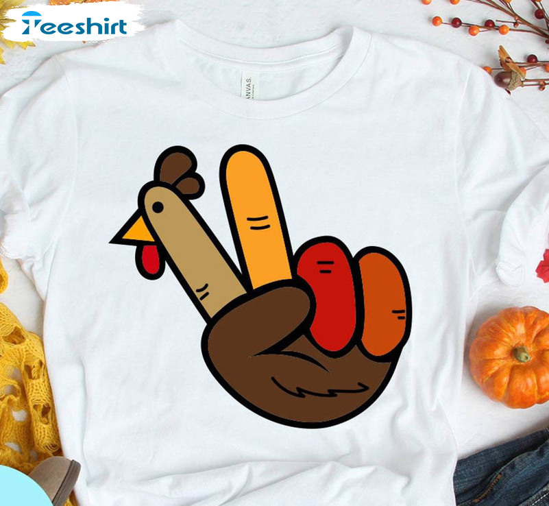 Limited Peace Sign Turkey Shirt, Turkey Hand Inspired Crewneck Unisex Hoodie