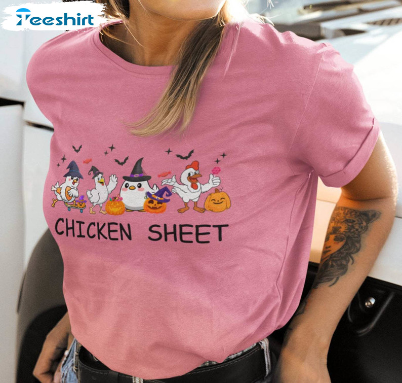 Vintage Chicken Sheet Shirt, Halloween Chickens Long Sleeve Sweater