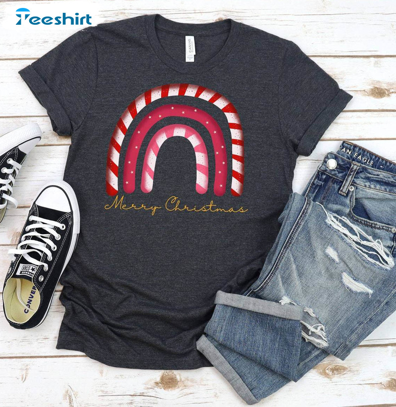 Modern Candy Cane Christmas Shirt, Candy Cane Inspired Long Sleeve Short Sleeve