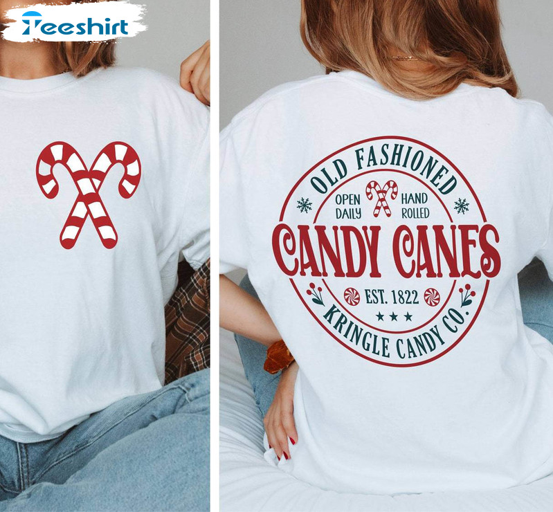 Limited Candy Cane Christmas Shirt, Cute Short Sleeve Tee Tops Gift For Christmas