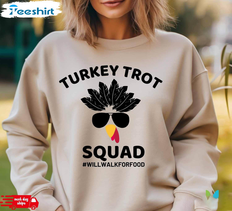 Modern Turkey Squad Shirt, Comfort Turkey Trot Crewneck Unisex Hoodie