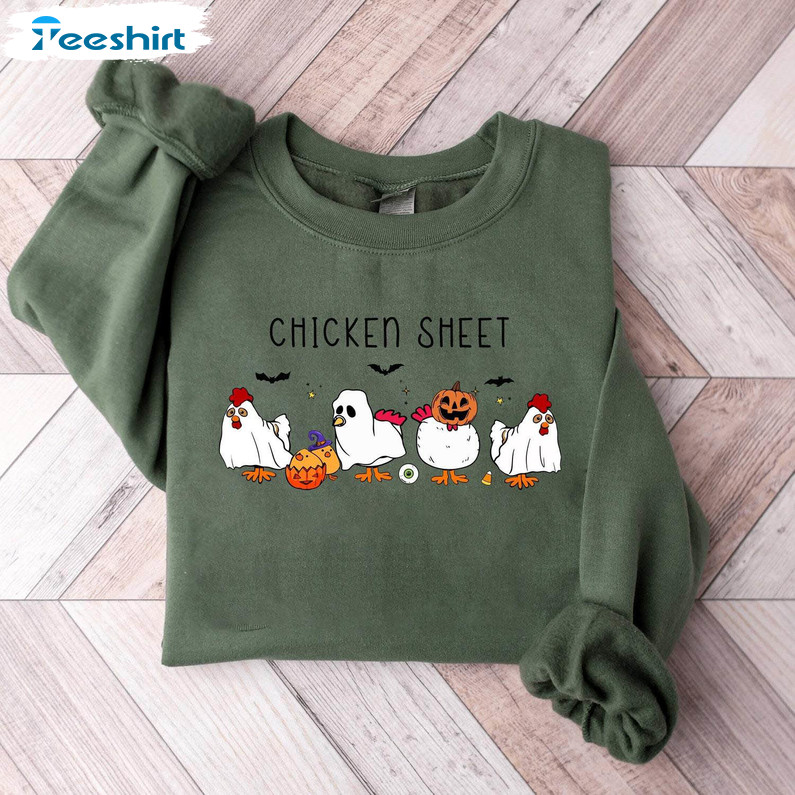 Groovy Chicken Sheet Shirt, Halloween Chickens Short Sleeve Unisex T Shirt