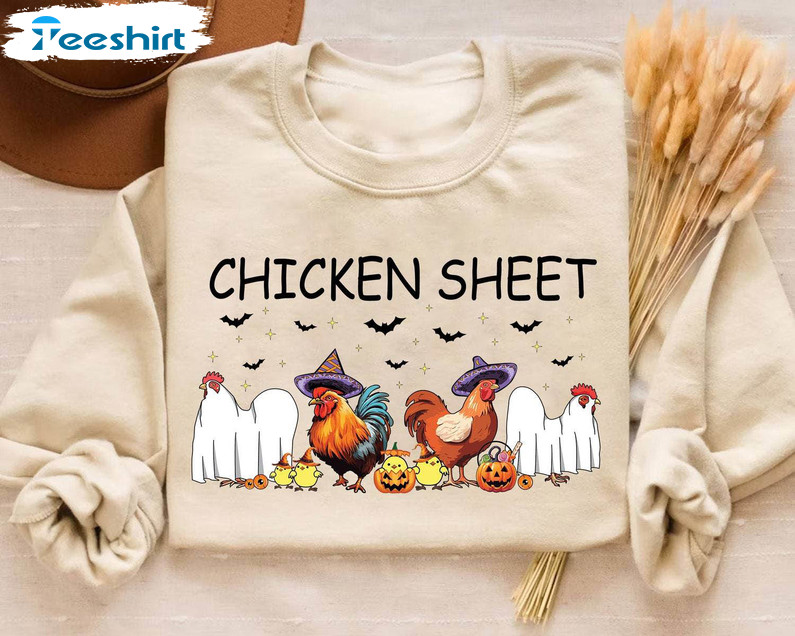 Cool Design Chicken Sheet Shirt, Ghost Chickens Short Sleeve Unisex Hoodie